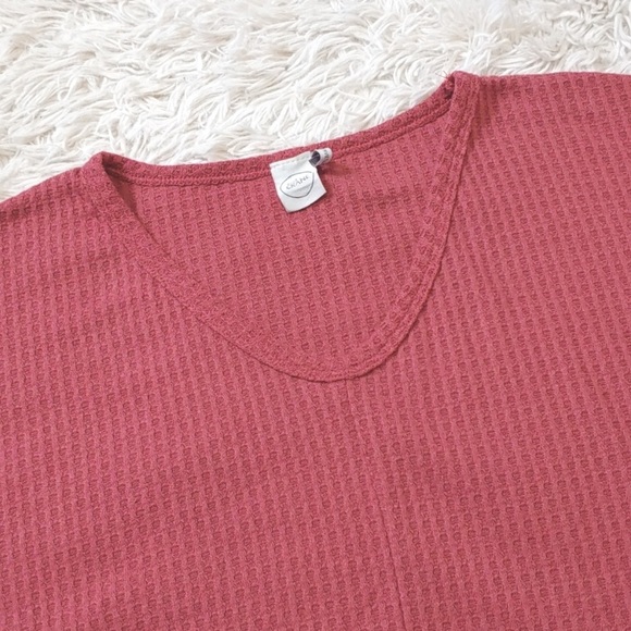 Anthropologie Paper Crane Waffle Knit Tie Front Oversized V-Neck Tee Rust Red S - Picture 2 of 6